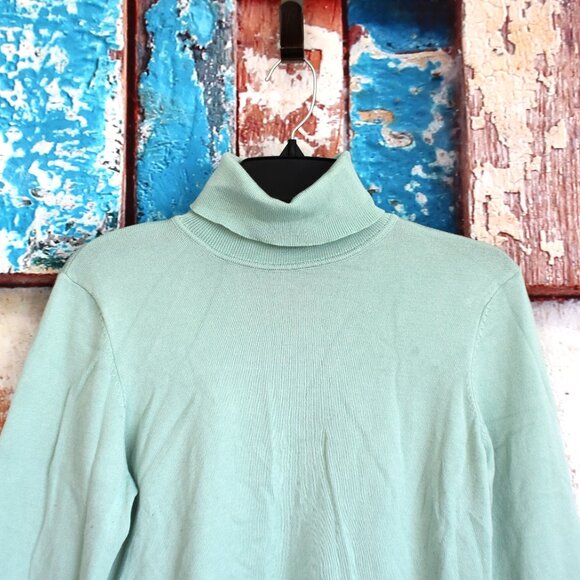 Women's Madison Grey Long Sleeve Turtleneck Knit Top MEDIUM Lime Green - Picture 2 of 11